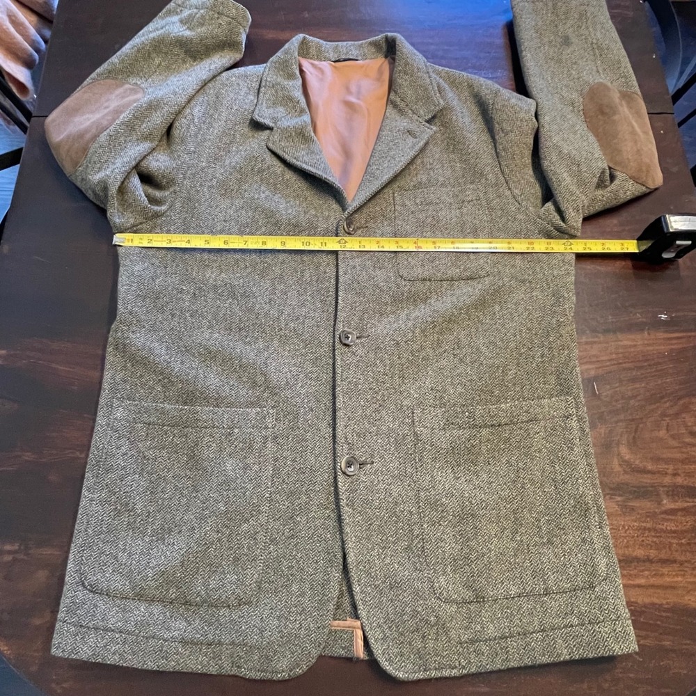 Vintage Banana Republic Mens Herringbone Wool Blazer Elbow Patches Brown Medium - Picture 5 of 11